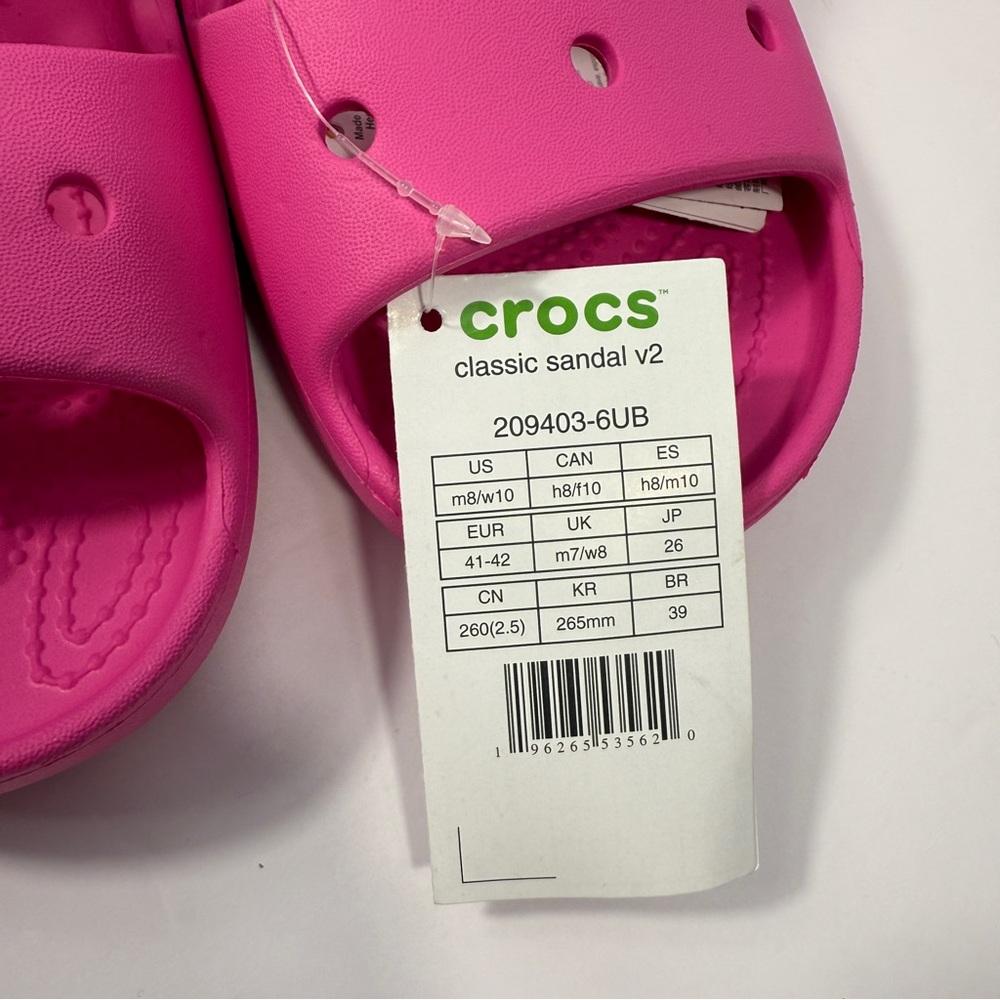 NWT CROCS Classic Sandal v2 Bright Pink Women’s 10 Shoe Comfort Slip On - Picture 2 of 6